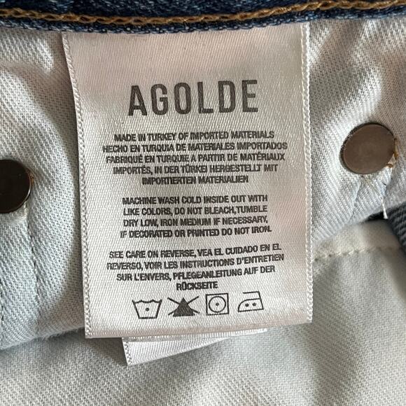 AGOLDE Dee Shorts Size 27 High Rise Distressed Denim 100% Organic Cotton - Picture 4 of 5